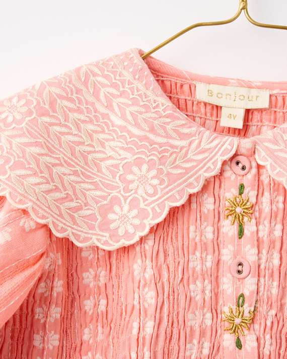 トップス Bonjour 6y PINK JACQUARD TUNIQUE 23ss LILI et NENE キッズ BONJOUR 2023SS KIDS Tunique（vanilla