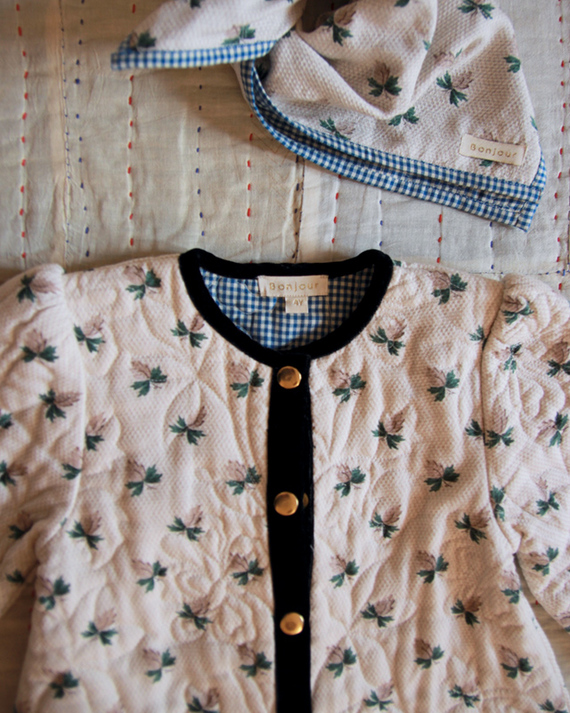 新品♡ bonjour skirt dress ＆scarf 8Y♡ 체크앤도트 | Skirt dress Rosa Bloom Print