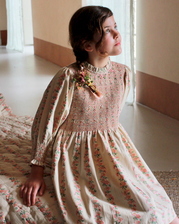 LILI et NENE キッズ BONJOUR 2024AW KIDS HANDSMOCK DRESS （flower