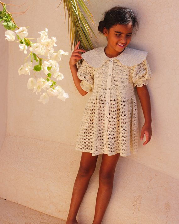 LILI et NENE キッズ BONJOUR 2024SS KIDS RETRO TUNIQUE Natural lace 