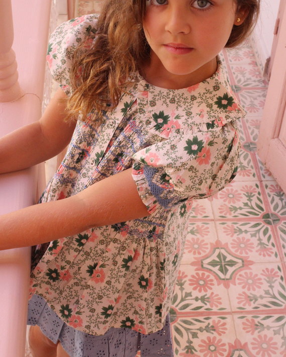 LILI et NENE キッズ BONJOUR 2024SS KIDS HANDSMOCK BLOUSE 