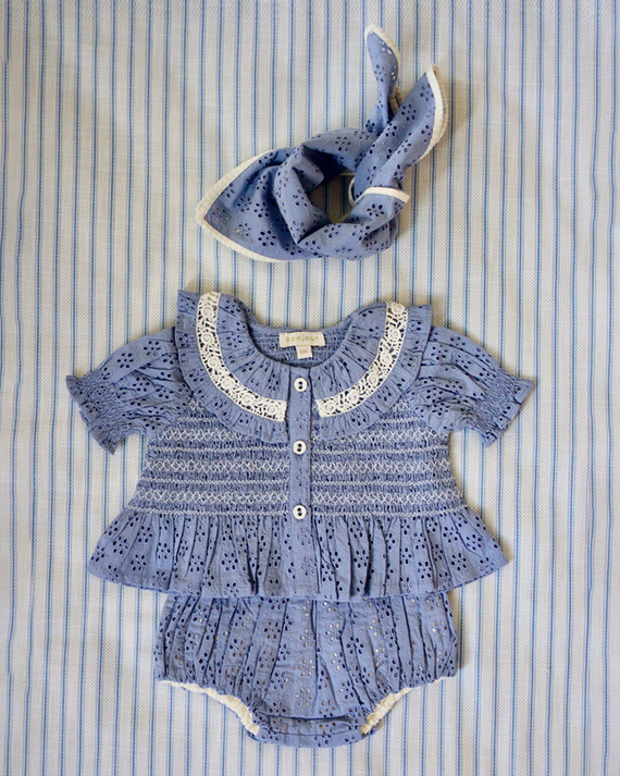 LILI et NENE ベビー BONJOUR 2024SS BABY SET: REVERSIBLE BLOOMER+ 