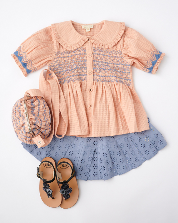 LILI et NENE キッズ BONJOUR 2024SS KIDS HANDSMOCK BLOUSE