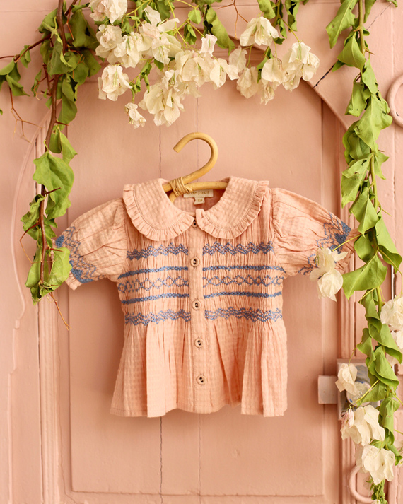 LILI et NENE キッズ BONJOUR 2024SS KIDS HANDSMOCK BLOUSE Light