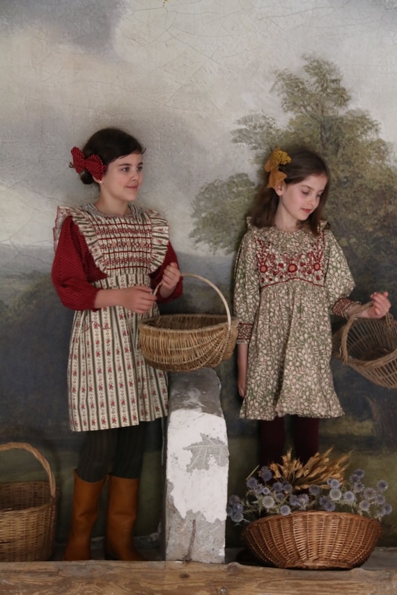 LILI et NENE キッズ BONJOUR 2025AW KIDS Iris tunic leaf block