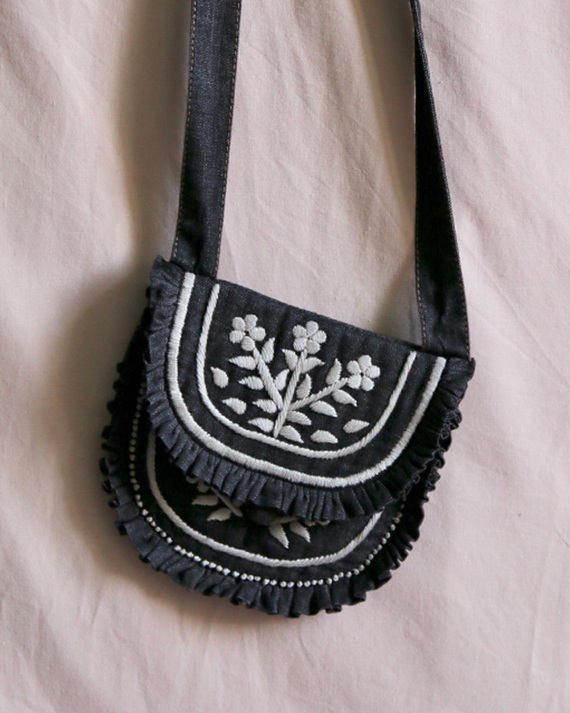 LILI et NENE キッズ BONJOUR 2025AW KIDS Bag with hair clip black denim