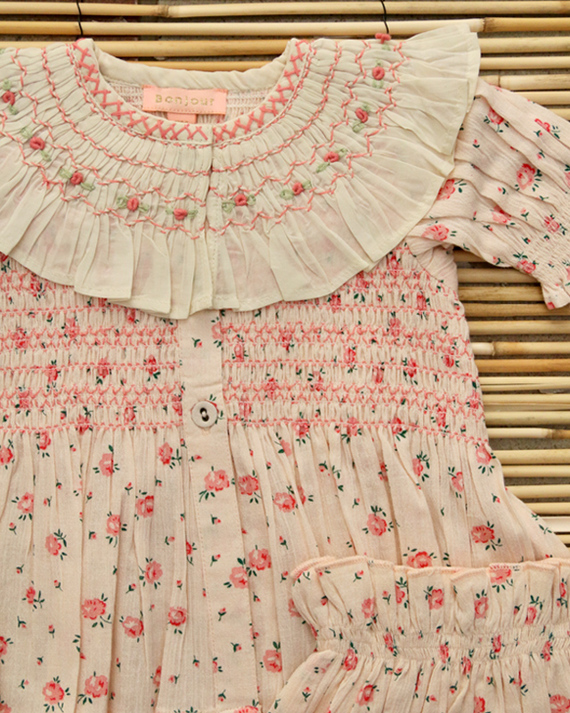 LILI et NENE ベビー BONJOUR 2025SS BABY Baby Set Rosa Bloom Print