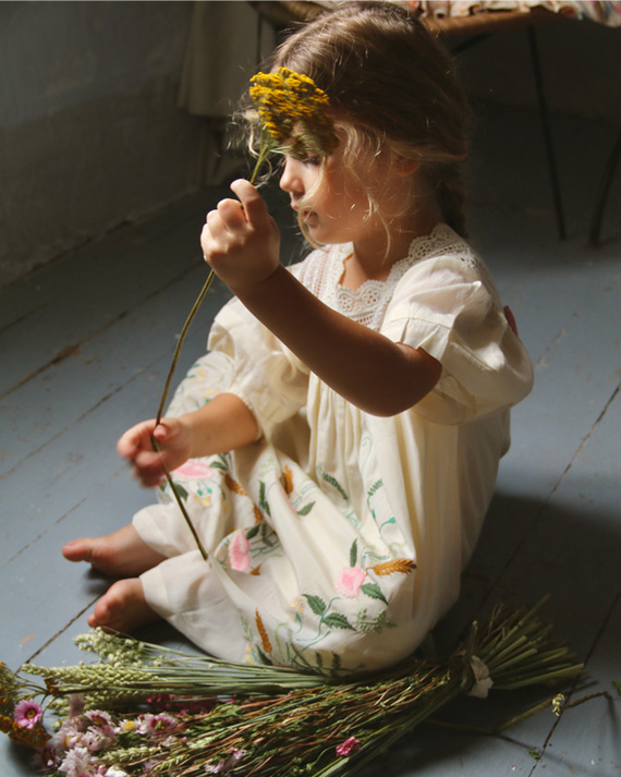 LILI et NENE キッズ BONJOUR 2025SS KIDS Dress Ecru Sushi voile 8A-10A