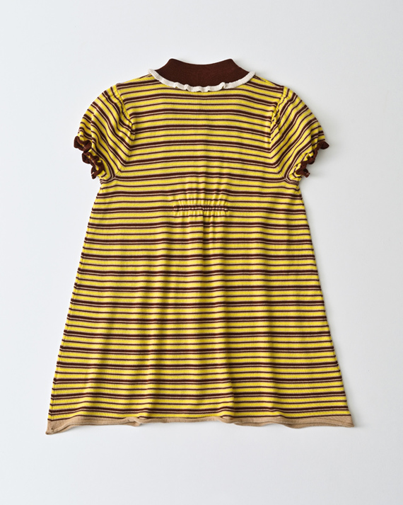 Lili Et Nene キッズ Caramel 21ss キッズ パフスリーブニットワンピース Sunshinestripe イエロー 4a 6a