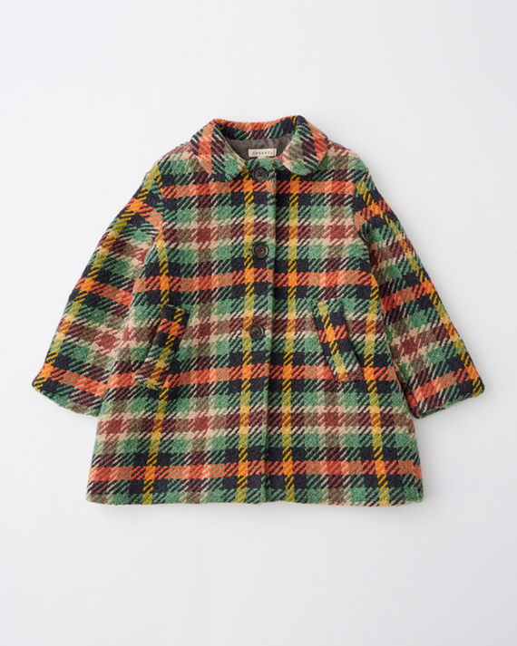 LILI et NENE キッズ CARAMEL 2023AW KIDS WOVEN COAT（ORANGE CHECK