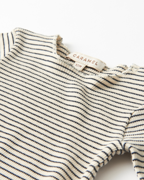 LILI et NENE ベビー CARAMEL JERSEY BABY ROMPER（NAVY/CREAM