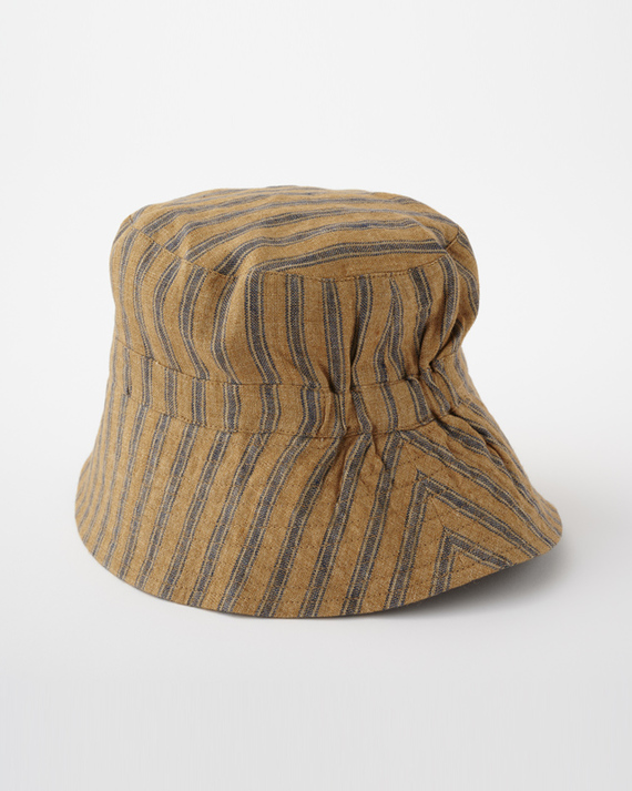 LILI et NENE キッズ CARAMEL 2023SS KIDS WOVEN HAT（MUSTARDSTRIPE ）L