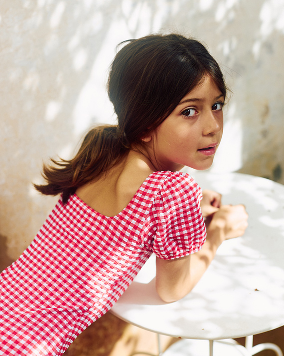 LILI et NENE キッズ CANOPEA KIDS PIA - ONE PIECE（Vichy Red）4A-8A