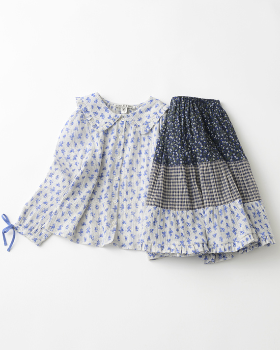 LILI et NENE キッズ EMILE&IDA 2022AW KIDS BLOUSE（FLEURETTE BLEUE