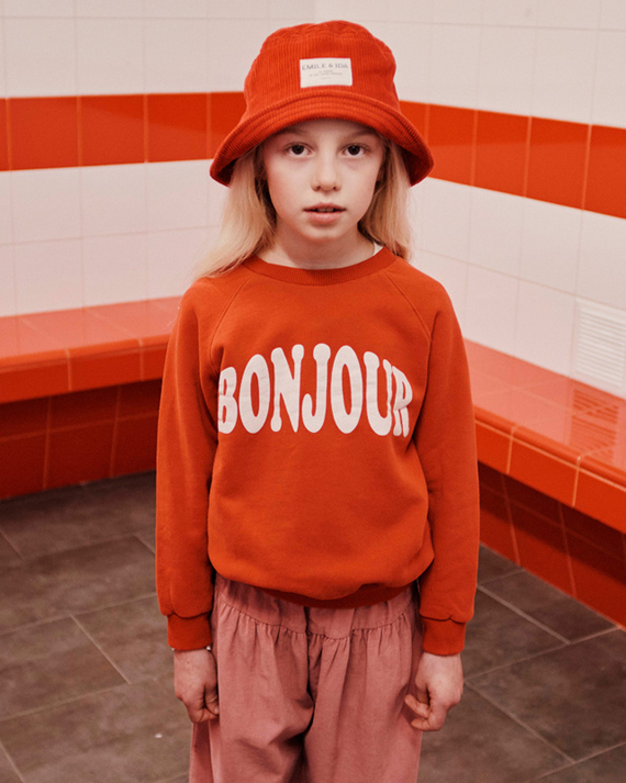 LILI et NENE キッズ EMILE&IDA 2023AW KIDS SWEATSHIRT（ROUGE ）3A-6A