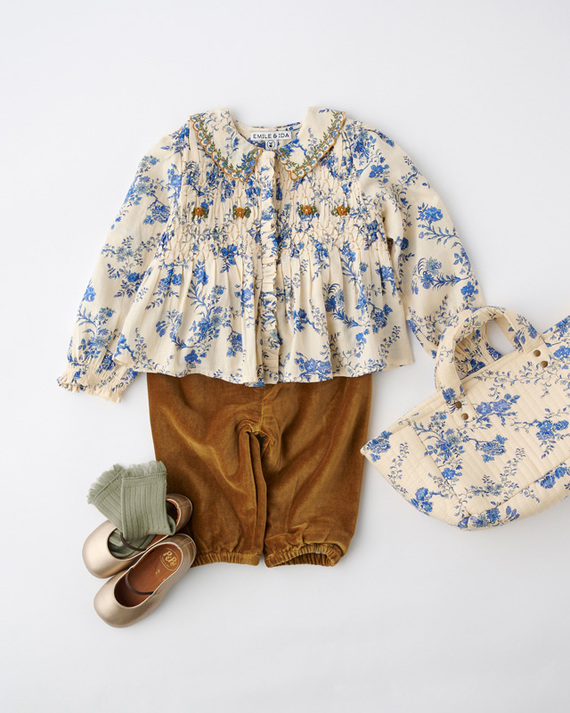 LILI et NENE キッズ EMILE ET IDA 2025AW KIDS BLOUSE SMOCKEE COL