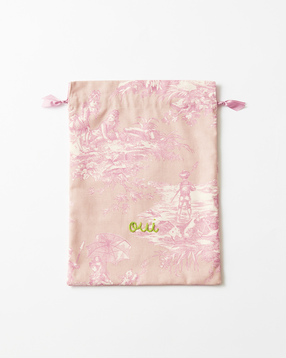 LILI et NENE KAORI EMBROIDERY.（カオリエンブロイダリー） KAORI EMBROIDERY. 巾着ポーチ/トワルドジュイ(pink)  one size