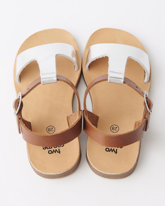 PEPE キッズ TWO CON ME パンチングレザーサンダル（ブラウン） LILI et NENE キッズ PEPE キッズ TWO CON ME パンチングレザー